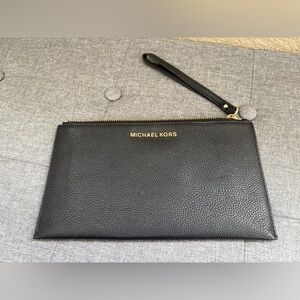 Michael Kors Black Pebbled Leather Wristlet